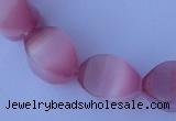 CCT25 14 inches 10*14mm twisted pink cats eye beads wholesale