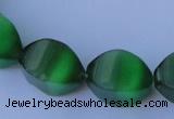 CCT29 14 inches 10*14mm twisted green cats eye beads wholesale