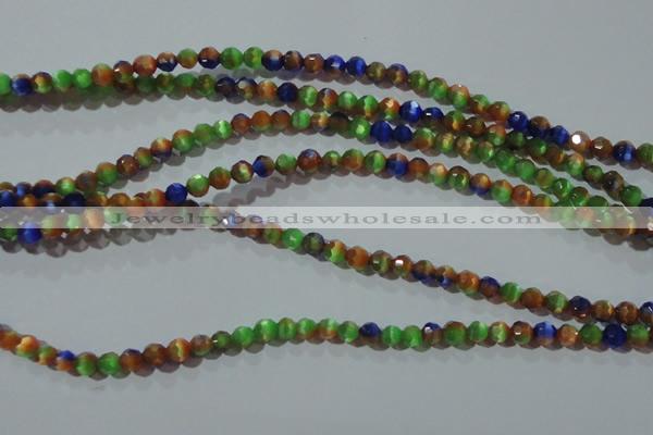 CCT317 15 inches 4mm faceted round cats eye beads wholesale