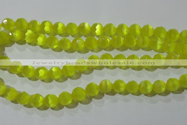 CCT393 15 inches 10mm faceted round cats eye beads wholesale