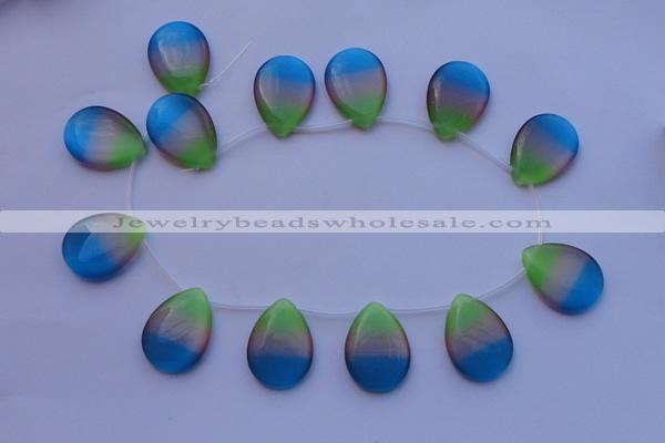 CCT44 14.5 inches 22*30mm flat teardrop mix color cats eye beads