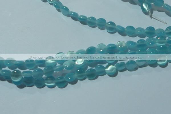 CCT463 15 inches 6mm flat round cats eye beads wholesale