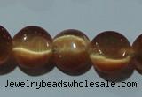 CCT488 15 inches 8mm flat round cats eye beads wholesale