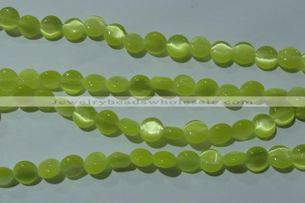 CCT494 15 inches 8mm flat round cats eye beads wholesale