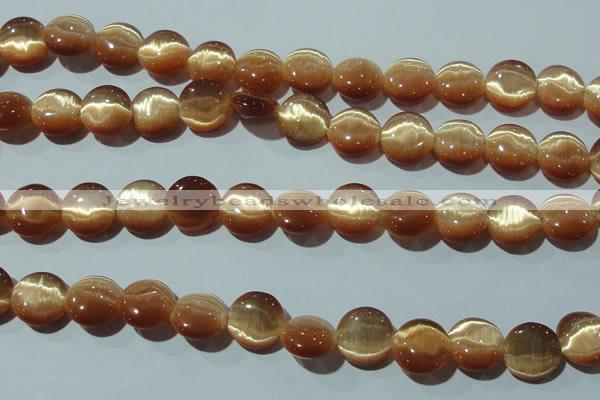 CCT517 15 inches 10mm flat round cats eye beads wholesale