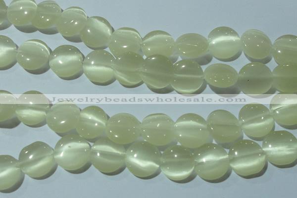 CCT541 15 inches 12mm flat round cats eye beads wholesale