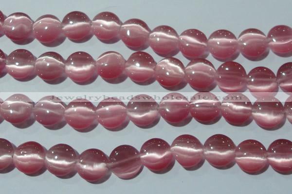 CCT545 15 inches 12mm flat round cats eye beads wholesale