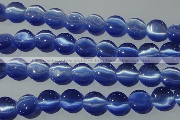 CCT579 15 inches 14mm flat round cats eye beads wholesale