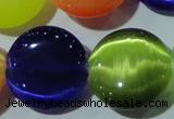 CCT581 15 inches 14mm flat round cats eye beads wholesale