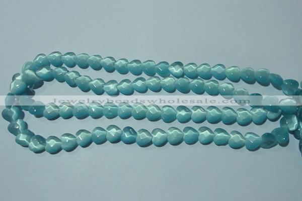 CCT963 15 inches 10*10mm faceted heart cats eye beads wholesale