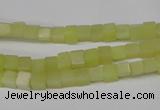 CCU03 15.5 inches 4*4mm cube olive jade beads wholesale