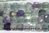 CCU1002 15 inches 4mm faceted cube fluorite beads