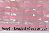 CCU1006 15 inches 4mm faceted cube rose quartz beads