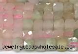 CCU1008 15 inches 4mm faceted cube morganite beads