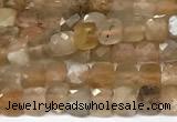 CCU1011 15 inches 4mm faceted cube sunstone beads