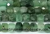 CCU1015 15 inches 4mm faceted cube emerald beads