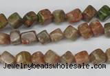 CCU103 15.5 inches 6*6mm cube New unakite beads wholesale