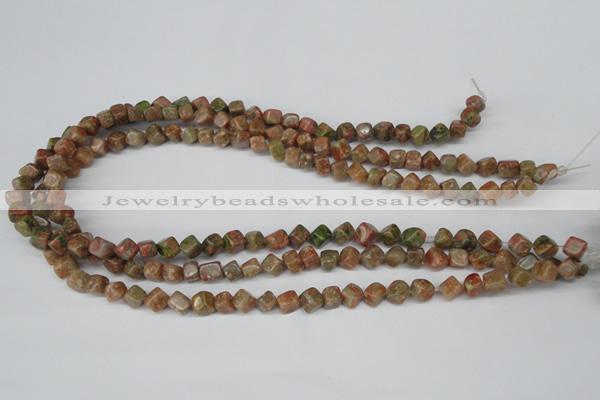 CCU103 15.5 inches 6*6mm cube New unakite beads wholesale