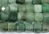 CCU1038 15 inches 6mm faceted cube emerald beads