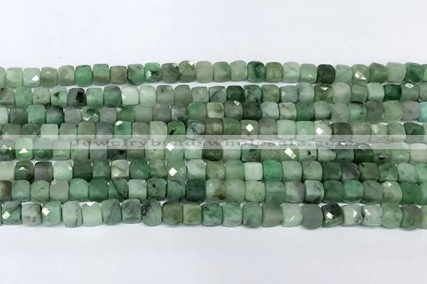 CCU1038 15 inches 6mm faceted cube emerald beads