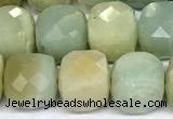 CCU1047 15 inches 8mm faceted cube amazonite beads