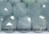 CCU1049 15 inches 8mm faceted cube aquamarine beads