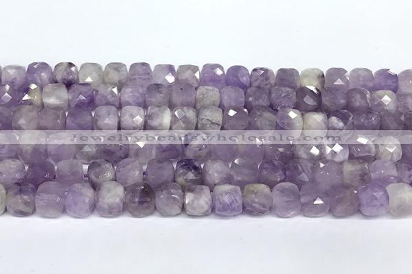 CCU1051 15 inches 8mm faceted cube lavender amethyst beads