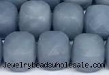 CCU1052 15 inches 8mm faceted cube blue angel skin beads