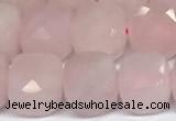 CCU1053 15 inches 8mm faceted cube rose quartz beads