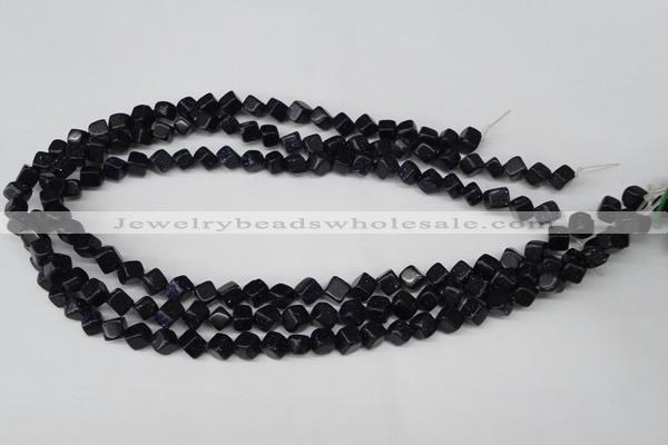 CCU106 15.5 inches 6*6mm cube blue goldstone beads wholesale