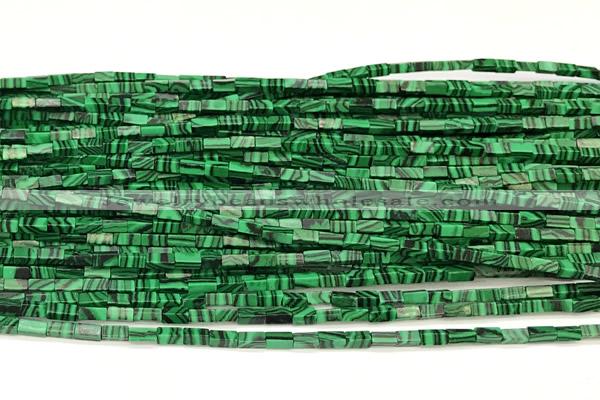 CCU1109 15 inches 2*4mm cuboid imitate malachite beads