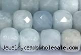 CCU1273 15 inches 6mm - 7mm faceted cube aquamarine beads