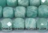 CCU1277 15 inches 6mm - 7mm faceted cube amazonite beads