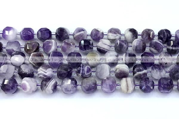 CCU1291 15 inches 9mm - 10mm faceted cube dogtooth amethyst beads