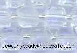 CCU1300 15 inches 9mm - 10mm faceted cube white crystal beads