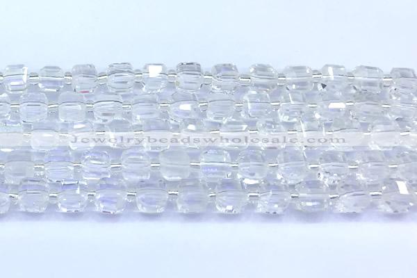 CCU1300 15 inches 9mm - 10mm faceted cube white crystal beads