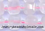 CCU1301 15 inches 9mm - 10mm faceted cube rose quartz beads