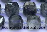 CCU1304 15 inches 9mm - 10mm faceted cube black labradorite beads