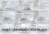 CCU1310 15 inches 7mm - 8mm faceted cube white crystal beads