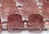 CCU1317 15 inches 7mm - 8mm faceted cube strawberry quartz beads