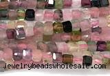 CCU1325 15 inches 2.5mm faceted cube tourmaline beads