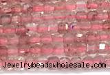 CCU1327 15 inches 2.5mm faceted cube strawberry quartz beads