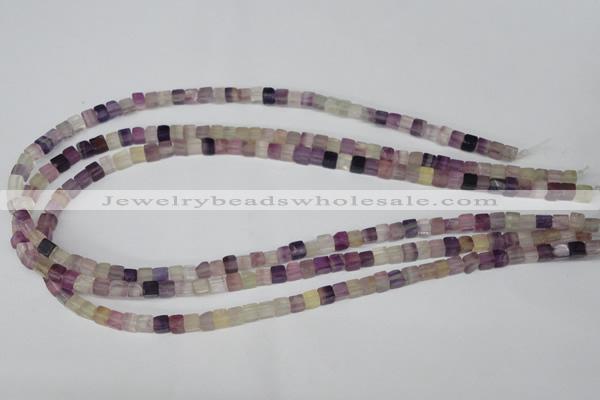 CCU23 15.5 inches 5*5mm cube rainbow fluorite beads wholesale