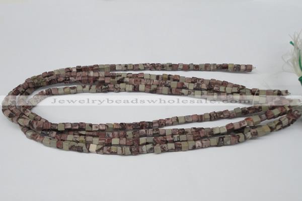 CCU24 15.5 inches 5*5mm cube red artistic jasper beads wholesale