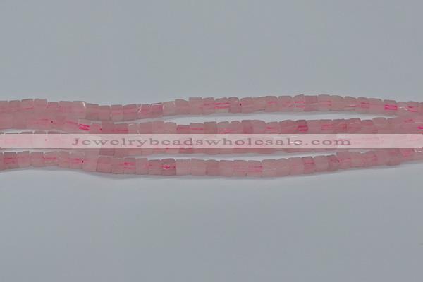 CCU300 15.5 inches 4*4mm cube rose quartz beads wholesale