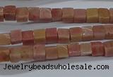 CCU308 15.5 inches 4*4mm cube pink wooden jasper beads wholesale