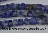 CCU313 15.5 inches 4*4mm cube blue spot stone beads wholesale