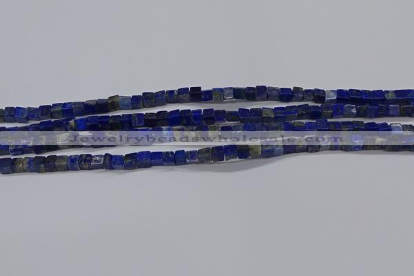 CCU315 15.5 inches 4*4mm cube lapis lazuli beads wholesale