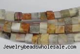 CCU33 15.5 inches 5*5mm cube bamboo leaf agate beads wholesale