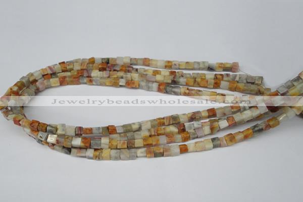 CCU33 15.5 inches 5*5mm cube bamboo leaf agate beads wholesale